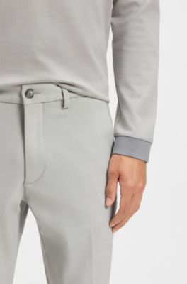 Pantalones slim fit en tejido dobby el&aacute;stico antimanchas, Plata