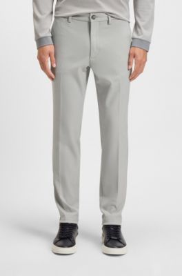 Pantalones slim fit en tejido dobby el&aacute;stico antimanchas, Plata