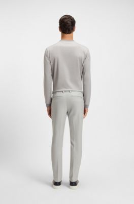 Pantalones slim fit en tejido dobby el&aacute;stico antimanchas, Plata