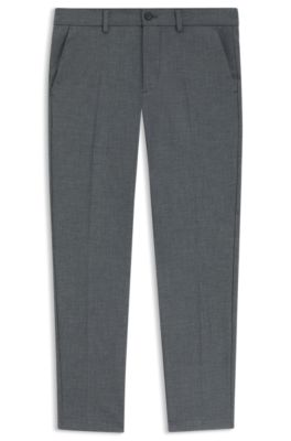 Pantalones slim fit en tejido dobby el&aacute;stico antimanchas, Gris