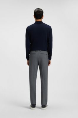 Pantalones slim fit en tejido dobby el&aacute;stico antimanchas, Gris
