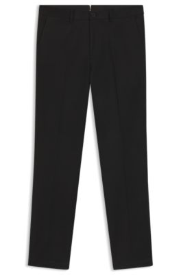 Slim-fit pants in cotton, cashmere and stretch, Black