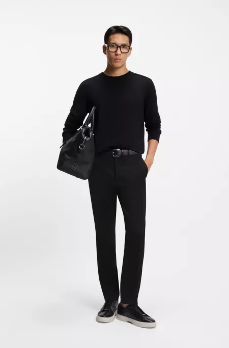Slim-fit trousers in cotton, cashmere and stretch