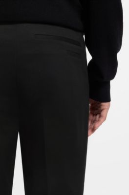 Slim-fit pants in cotton, cashmere and stretch, Black