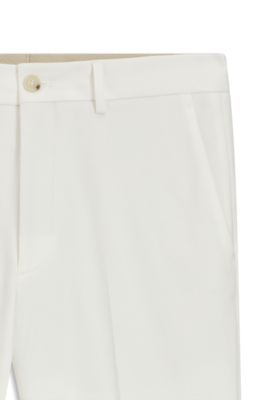 Slim-fit cotton-blend pants, White