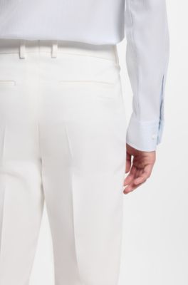 Pantalon Slim en coton, stretch et cachemire, Blanc