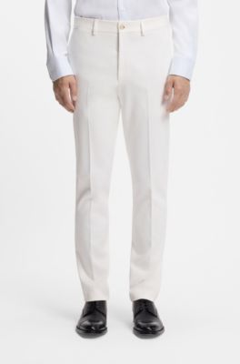 Pantalon Slim en coton, stretch et cachemire, Blanc