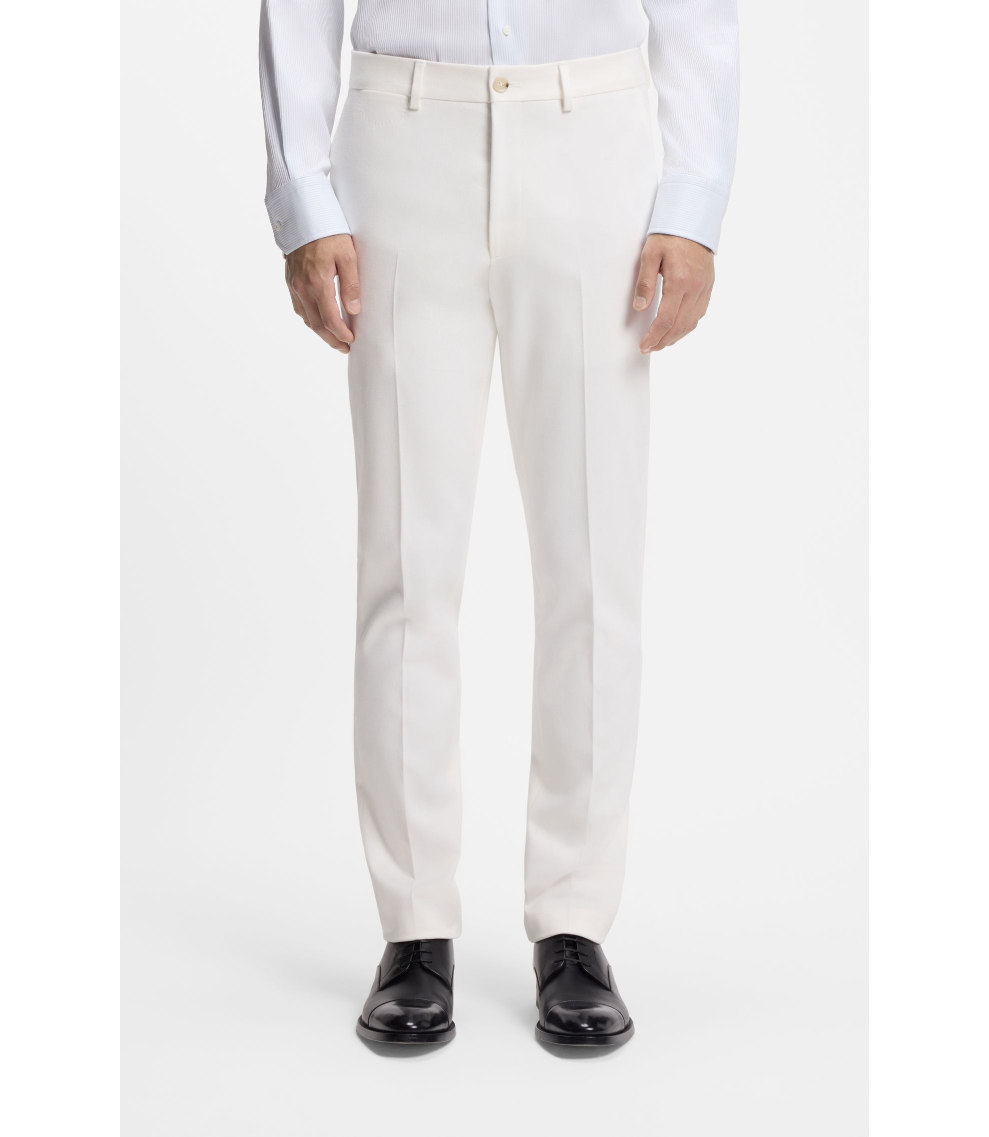 BOSS - Slim-fit pants in cotton, cashmere and stretch - White