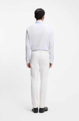 Pantalones slim fit de algod&oacute;n, cachemira y el&aacute;stico, Blanco