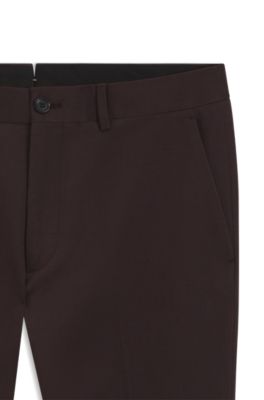 Pantalon Slim en coton m&eacute;lang&eacute;, Brun chin&eacute;