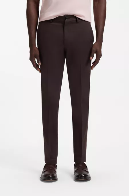 Slim-fit cotton-blend pants