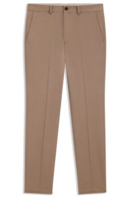 Pantalones slim fit de algod&oacute;n, cachemira y el&aacute;stico, Beige claro