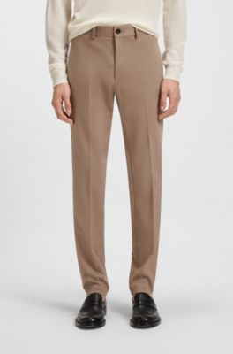 Slim-fit trousers in cotton, cashmere and stretch, Light Beige