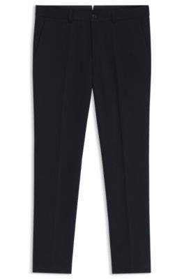Slim-fit pants in cotton, cashmere and stretch, Dark Blue