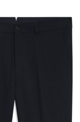 Slim-fit pants in cotton, cashmere and stretch, Dark Blue