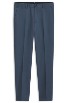 Slim-fit cotton-blend pants, Blue