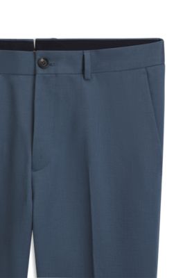 Slim-fit cotton-blend pants, Blue
