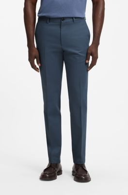 Slim-fit cotton-blend pants, Blue