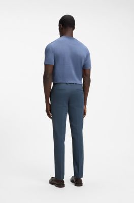 Slim-fit cotton-blend pants, Blue
