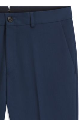 Pantalones slim fit de algod&oacute;n, cachemira y el&aacute;stico, Celeste