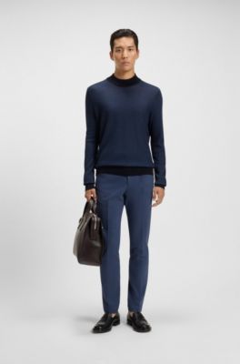 Slim-fit pants in cotton, cashmere and stretch, Light Blue
