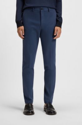 Slim-fit pants in cotton, cashmere and stretch, Light Blue