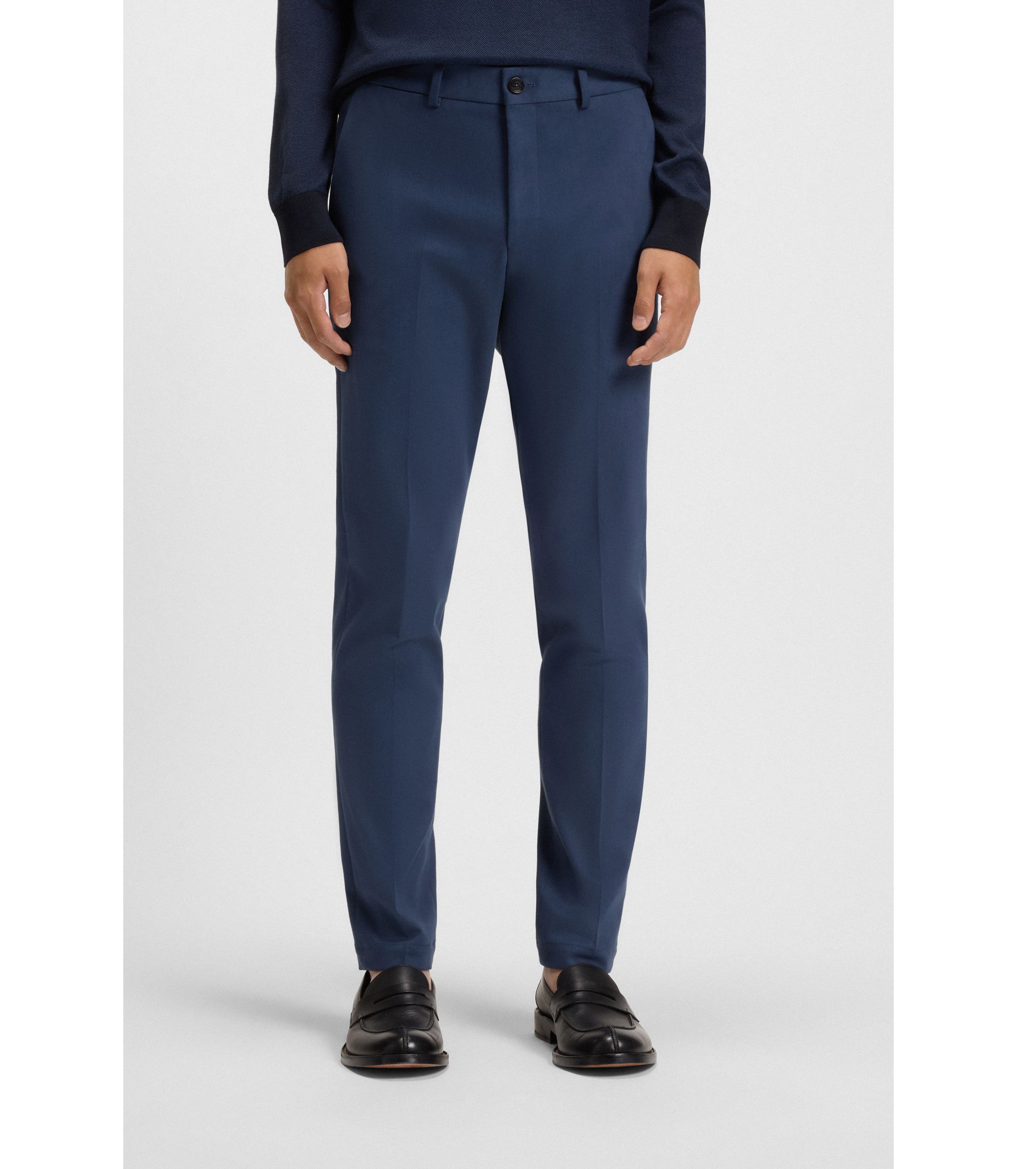 BOSS - Slim-fit pants in cotton, cashmere and stretch - Light Blue
