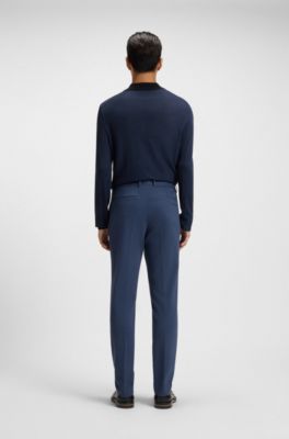 Pantalones slim fit de algod&oacute;n, cachemira y el&aacute;stico, Celeste