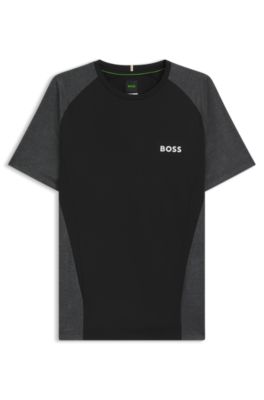 Mesh-jersey slim-fit T-shirt with colour-blocking, Black