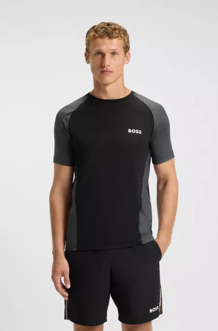 Mesh-jersey slim-fit T-shirt with colour-blocking