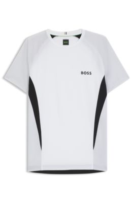 Mesh-jersey slim-fit T-shirt with colour-blocking, White