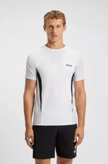 Mesh-jersey slim-fit T-shirt with colour-blocking
