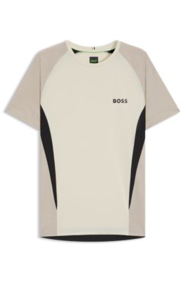 Mesh-jersey slim-fit T-shirt with colour-blocking, White