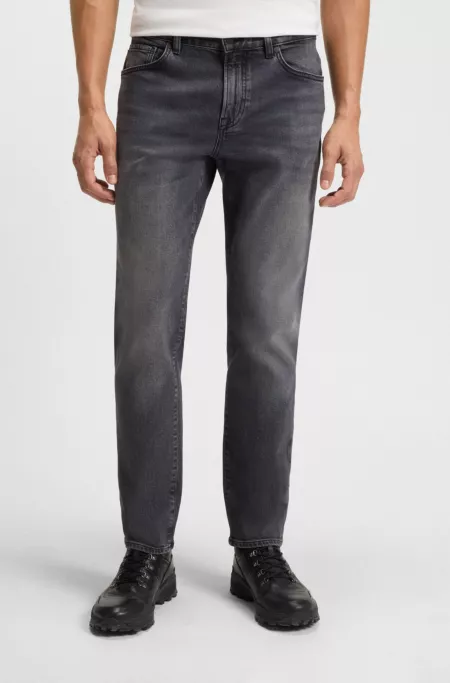 Maine grey regular-fit jeans in comfort-stretch denim