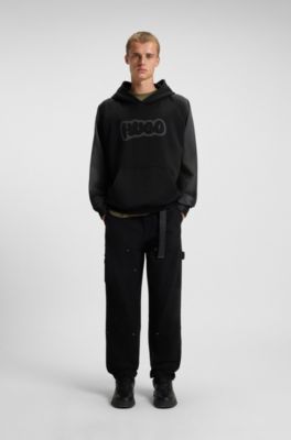 Airbrush-logo hoodie in cotton terry, Black