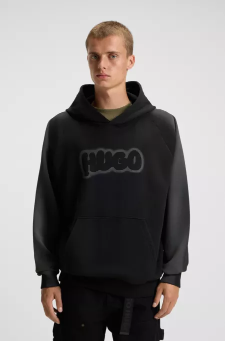 Airbrush-logo hoodie in cotton terry
