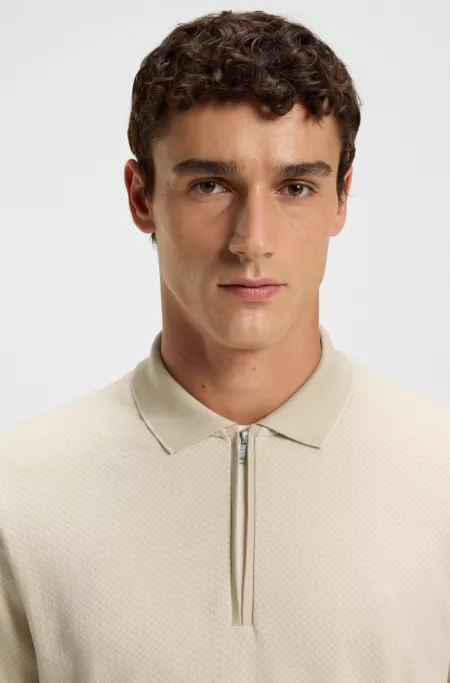 Mercerised-cotton polo shirt with two-tone structure