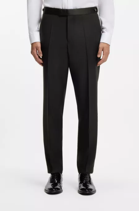 Silk-trim trousers in a wool blend