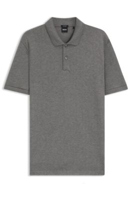 Polo de algod&oacute;n con estructura de espiga, Plata