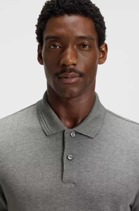 Cotton polo shirt with herringbone structure