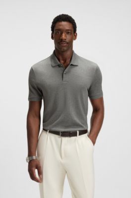 Polo de algod&oacute;n con estructura de espiga, Plata