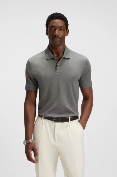 Cotton polo shirt with herringbone structure
