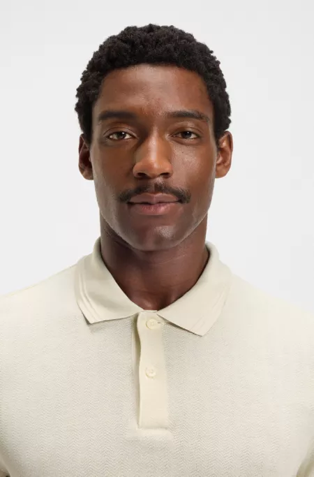 Cotton polo shirt with herringbone structure