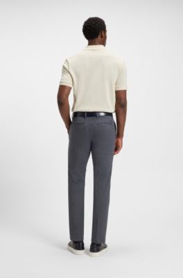Cotton polo shirt with herringbone structure, White