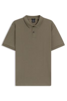 BOSS - Cotton polo shirt with herringbone structure - Light