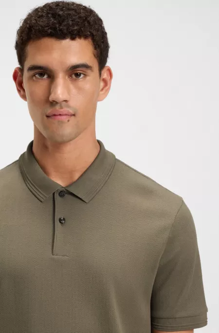 Cotton polo shirt with herringbone structure