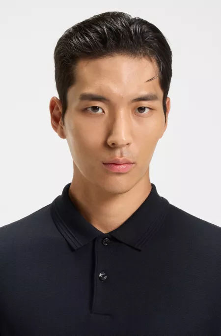 Cotton polo shirt with herringbone structure