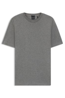Herringbone-structure T-shirt in cotton, Silver