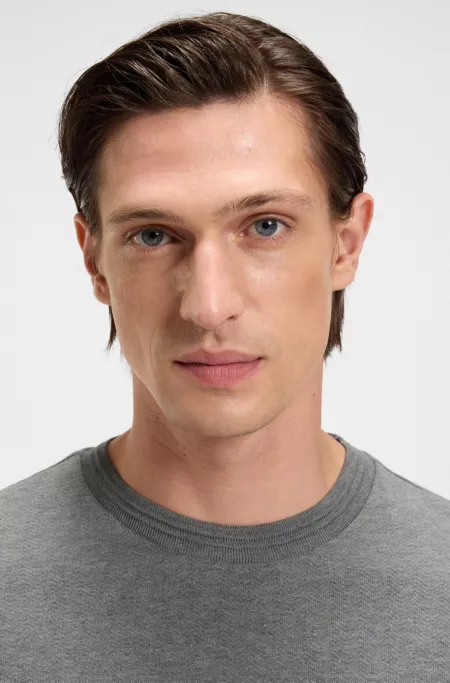 Herringbone-structure T-shirt in cotton