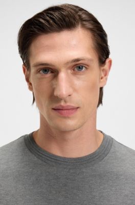 Herringbone-structure T-shirt in cotton, Silver